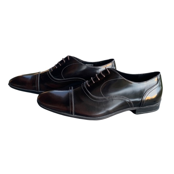 Cerruti 1881 Dark Brown Leather Cap Toe Shoes - Picture 4 of 6